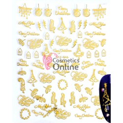 Stickere 3D deosebite pentru unghii Cod STZ-G046 Gold model Sarbatori de Iarna